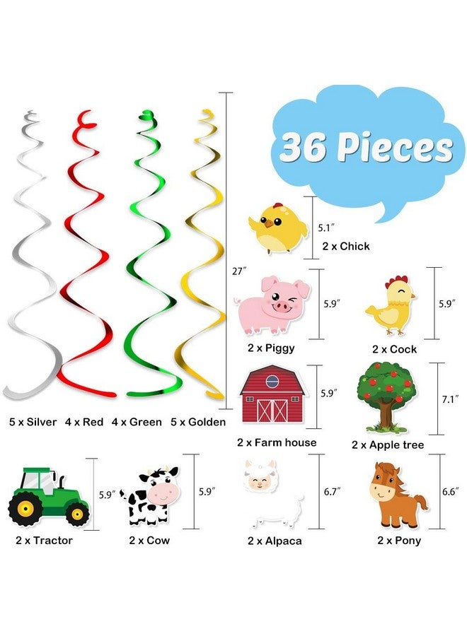 ويرنساي ديكورات حفلات معلقة على شكل حيوانات المزرعة من WERNNSAI - لوازم حفلات على شكل حظيرة معلقة على شكل دوامة لعيد ميلاد الأطفال وحفلات استقبال المولود - Image 2