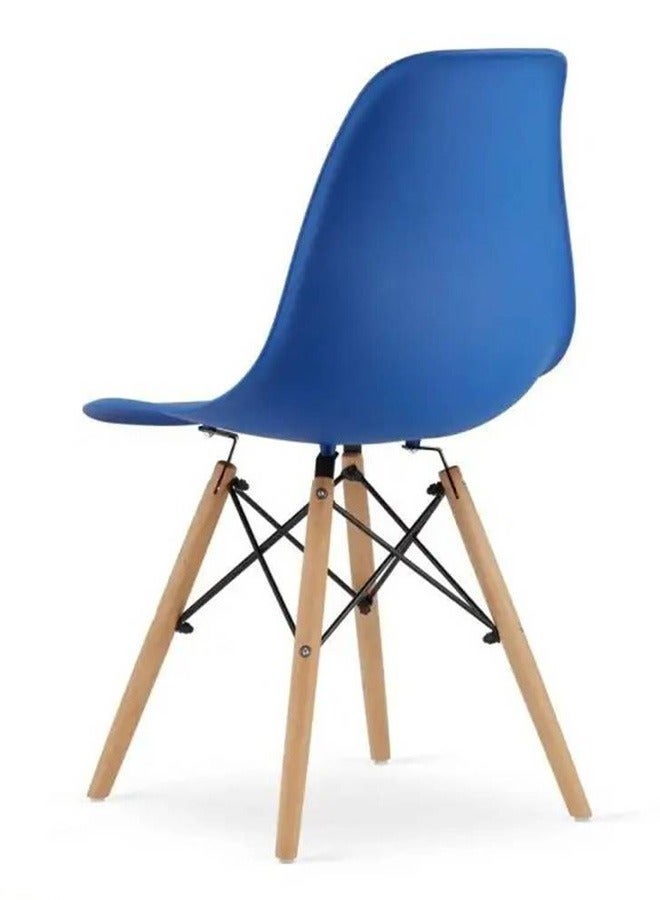 Taimi Office, Dining, Kitchen and Living Room Plastic Chair with Wooden Legs Blue 70x40x40cm  - Image 4