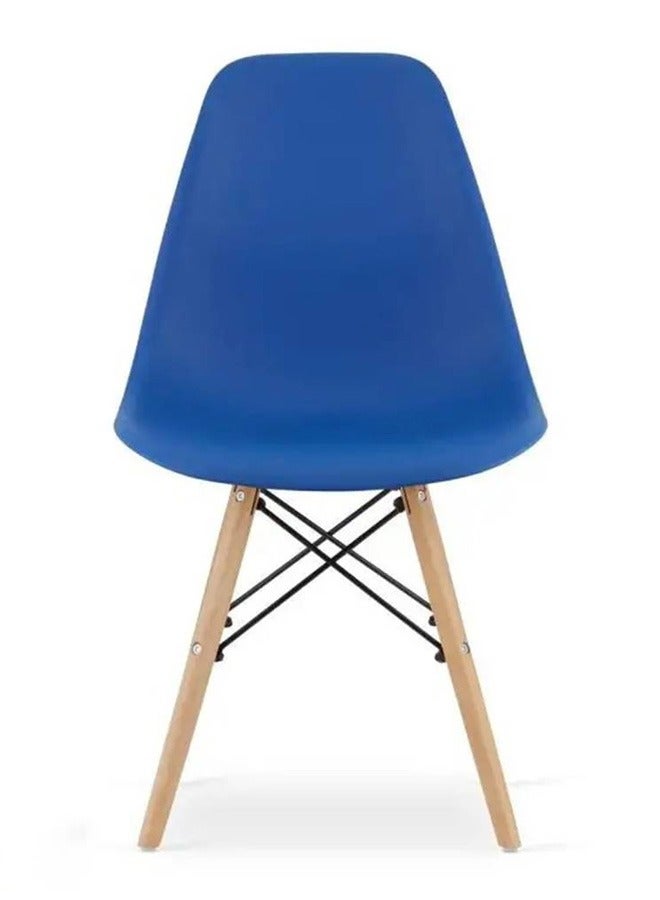 Taimi Office, Dining, Kitchen and Living Room Plastic Chair with Wooden Legs Blue 70x40x40cm  - Image 5