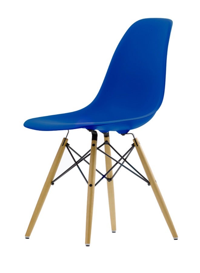 Taimi Office, Dining, Kitchen and Living Room Plastic Chair with Wooden Legs Blue 70x40x40cm  - Image 2