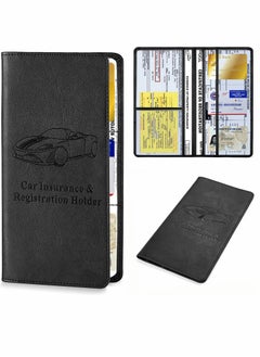 Car Registration Holder, Insurance Card Holder, Auto Glove Box Organizer, Document Wallet Leather Manual Folder, Vehicle Compartment License Case Truck Accessories, for Women Men