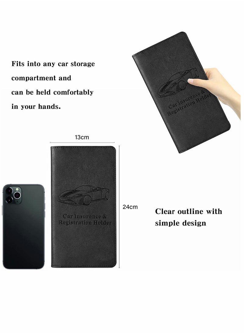 SYOSI - Car Registration Holder, Insurance Card Holder, Auto Glove Box Organizer, Document Wallet Leather Manual Folder, Vehicle Compartment License Case Truck Accessories, for Women Men - Image 1