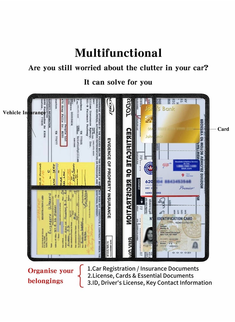 SYOSI - Car Registration Holder, Insurance Card Holder, Auto Glove Box Organizer, Document Wallet Leather Manual Folder, Vehicle Compartment License Case Truck Accessories, for Women Men - Image 1
