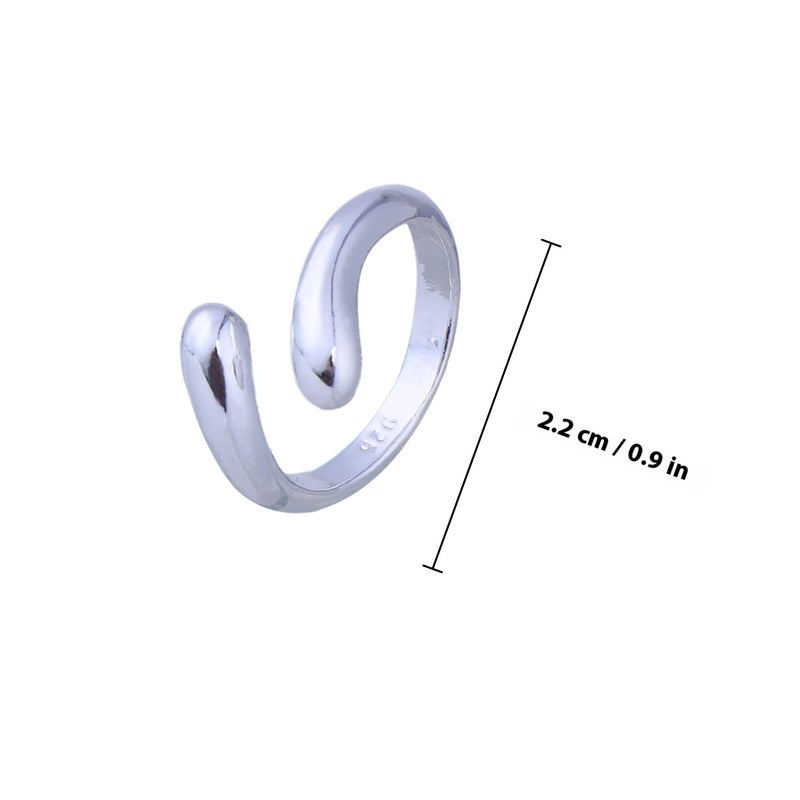 💍 خاتم نسائي بتصميم حلقات مفتوحة فضي مع ماء قابل للتعديل - Image 2