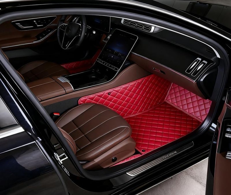 OVINIX Artificial Leather Car Floor Mats Fit for Nissan Altima 2005-2006- Tailored, All-Weather,Easy to Clean， Premium Interior Protection (red) - Image 2