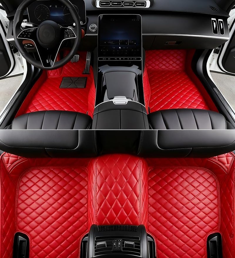 OVINIX Artificial Leather Car Floor Mats Fit for Nissan Altima 2005-2006- Tailored, All-Weather,Easy to Clean， Premium Interior Protection (red) - Image 1