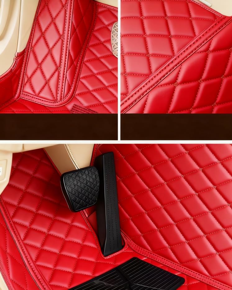 OVINIX Artificial Leather Car Floor Mats Fit for Nissan Altima 2005-2006- Tailored, All-Weather,Easy to Clean， Premium Interior Protection (red) - Image 4