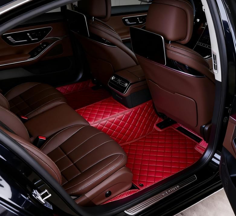 OVINIX Artificial Leather Car Floor Mats Fit for Nissan Altima 2005-2006- Tailored, All-Weather,Easy to Clean， Premium Interior Protection (red) - Image 3
