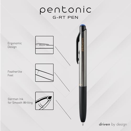 Pentonic GR-T Retractable Gel Pens, 10 Count, Blue Ink, 0.7 mm Fine Point, Smooth Writing For Journaling, Note Taking, Office & School (1002361) - Image 2