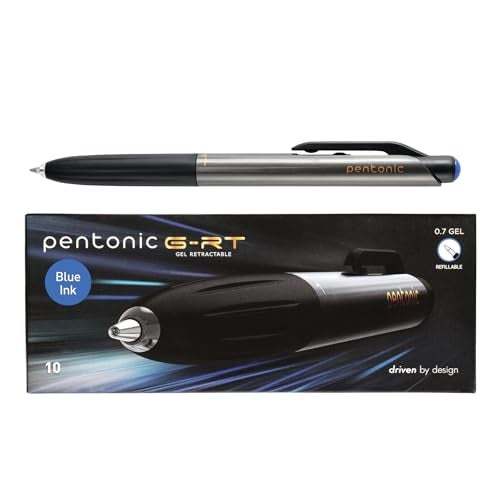 Pentonic GR-T Retractable Gel Pens, 10 Count, Blue Ink, 0.7 mm Fine Point, Smooth Writing For Journaling, Note Taking, Office & School (1002361) - Image 1