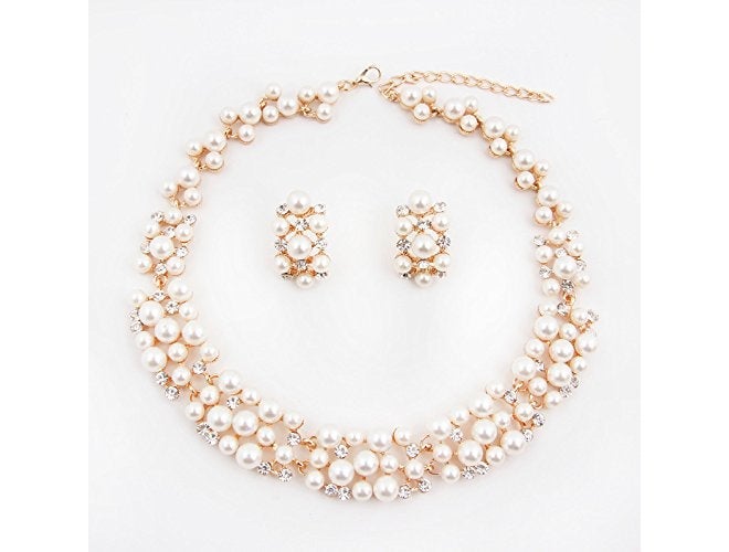 Shining Diva Fashion Jewellery Pearl Necklace Set with Earrings for Women and Girls (Golden) (rrsd8484s) - Image 4
