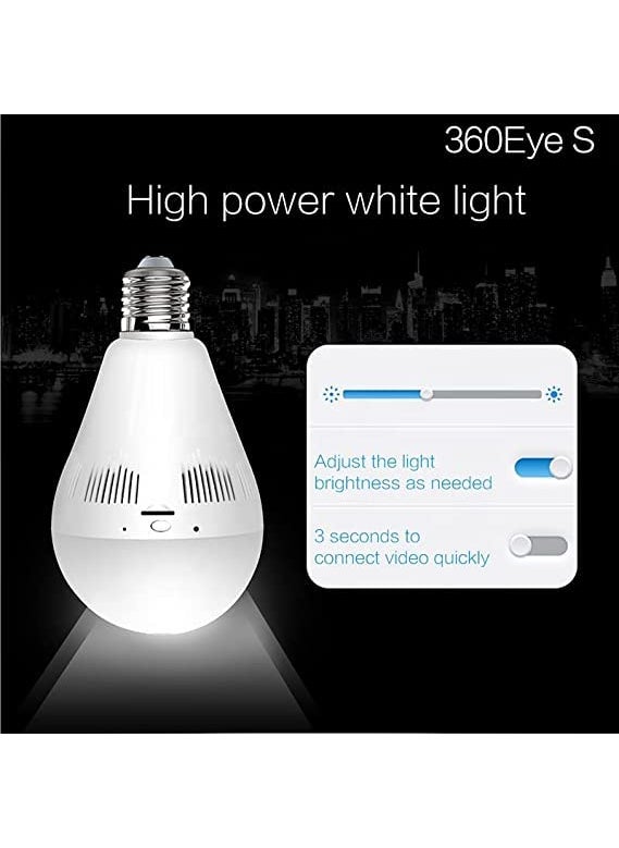 JKPlus JKPlus 1080P HD WiFi Bulb Light Wireless IP WiFi CameraFish Eye 360 Degree Panoramic Mini Lamp IR CCTV Home Security Camera Bulb Camera  - Image 2