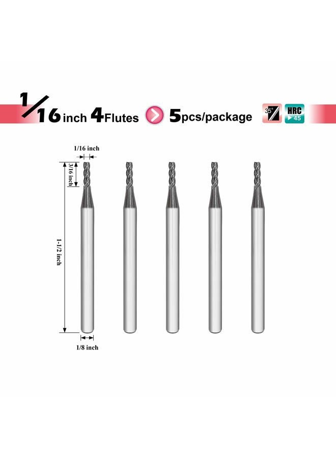 SPEED TIGER مخرطة كربيد مربعة - 4 شفرات - ISE1/16"4T (5 قطع، 1/16") - للحفر في الفولاذ السبيكي، الفولاذ المقسى، المعادن والمزيد - مجموعات قطع المخرطة للهواة والمحترفين - Image 3