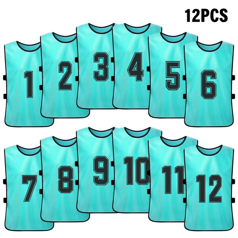 12PCS Kid's Football Pinnies Quick Drying Soccer Jerseys Youth Sports Scrimmage Basketball Team Training Numbered Bibs Practice Sports Vest - Image 1