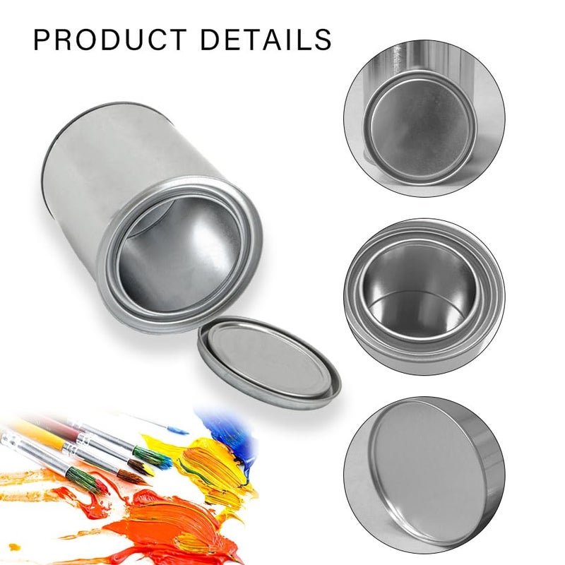 DDRAUY 2 Pack Empty Metal Paint Cans with Lids,Empty Pint Paint Cans with Lids for Leftover Paint,Paint Storage Containers for DIY and Paint Storage and More - Image 3