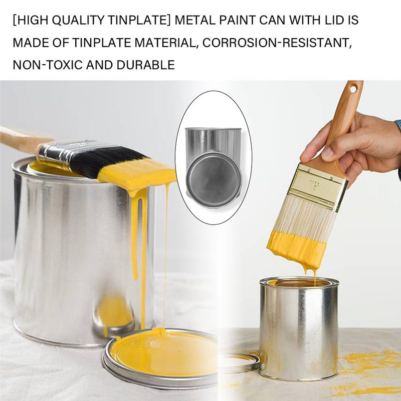 DDRAUY 2 Pack Empty Metal Paint Cans with Lids,Empty Pint Paint Cans with Lids for Leftover Paint,Paint Storage Containers for DIY and Paint Storage and More - Image 4