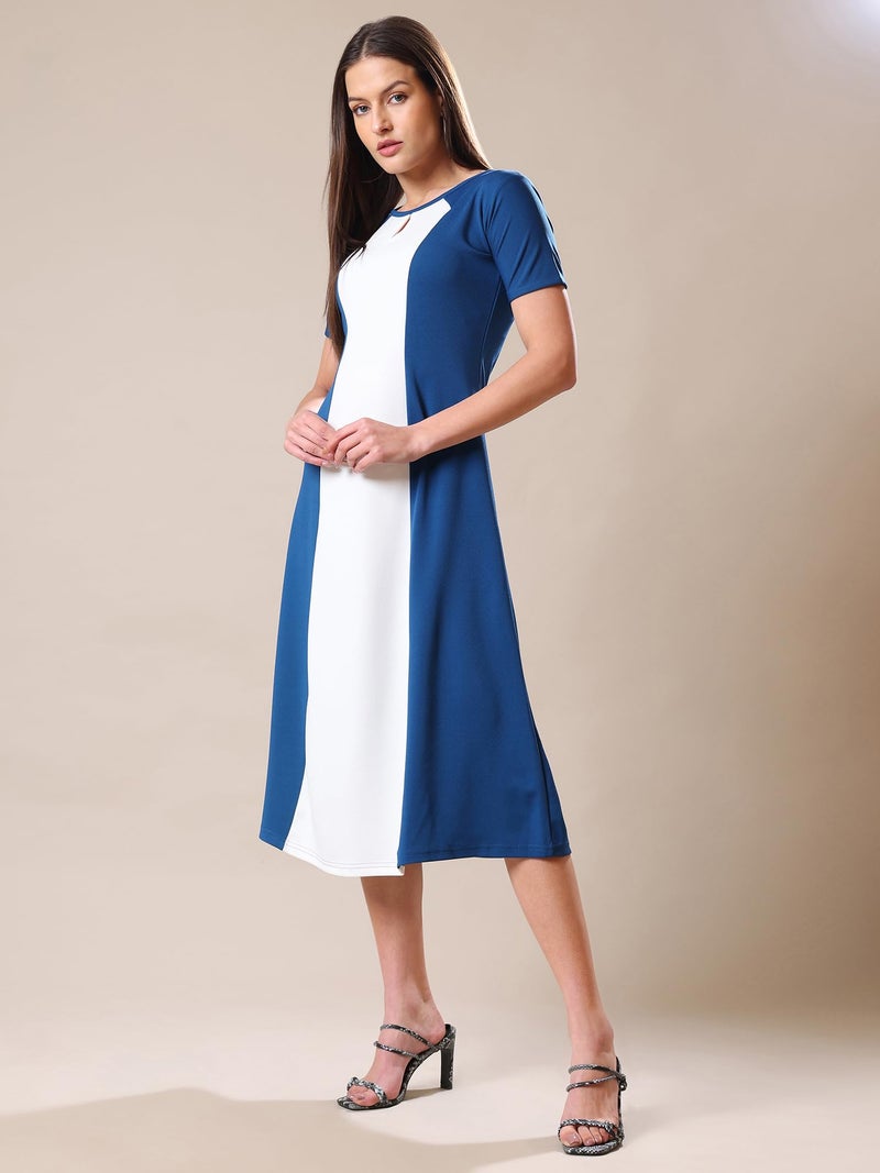 PURVAJA Women’s A-Line Midi Dress (Bely-178_Dark Blue_X-Large) - Image 2