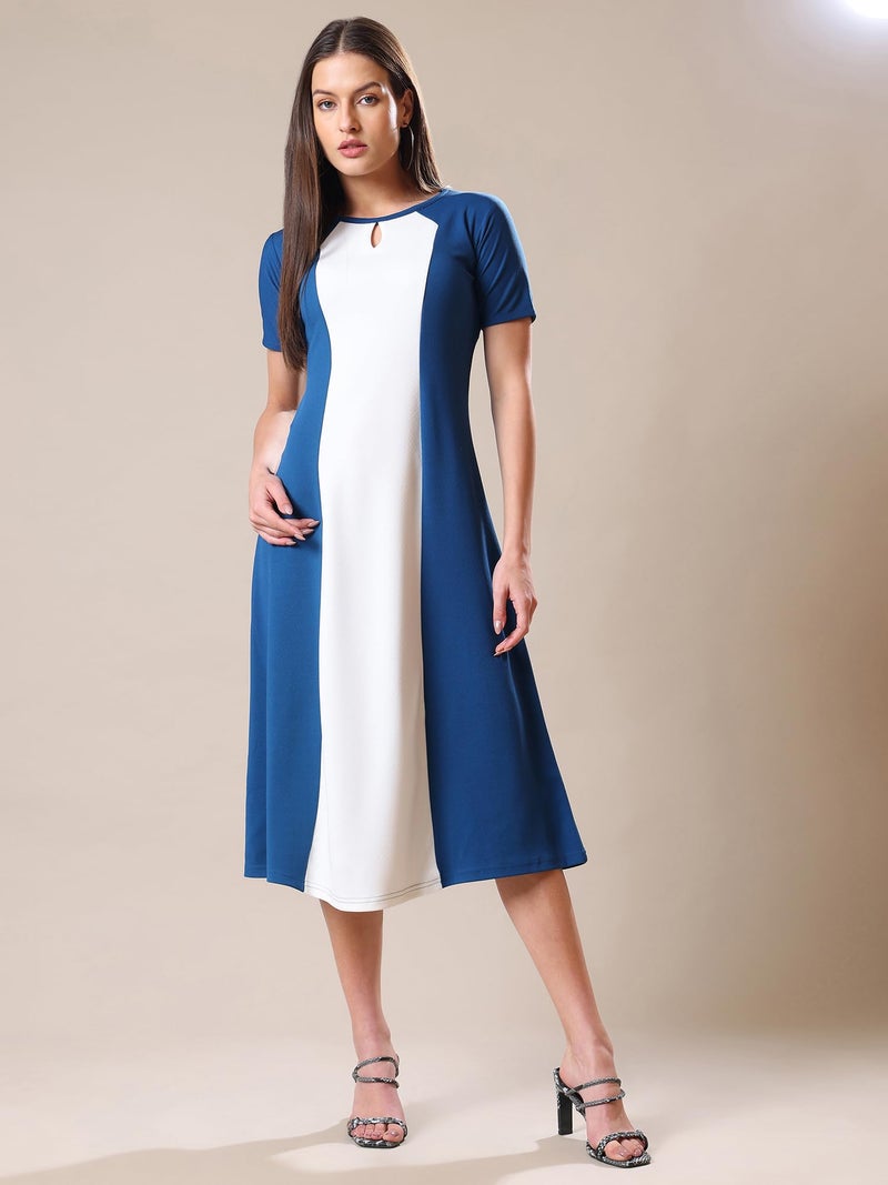 PURVAJA Women’s A-Line Midi Dress (Bely-178_Dark Blue_X-Large) - Image 4