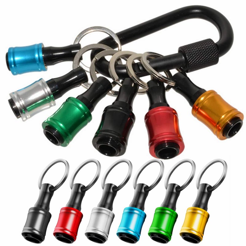 6 Color Drill Extension Bit Holder 14inch Hex Shank Aluminum Alloy Screwdriver Bits Holder Extension Bar Drill Screw Adapter Change Keychain Portable 2023 Upgraded