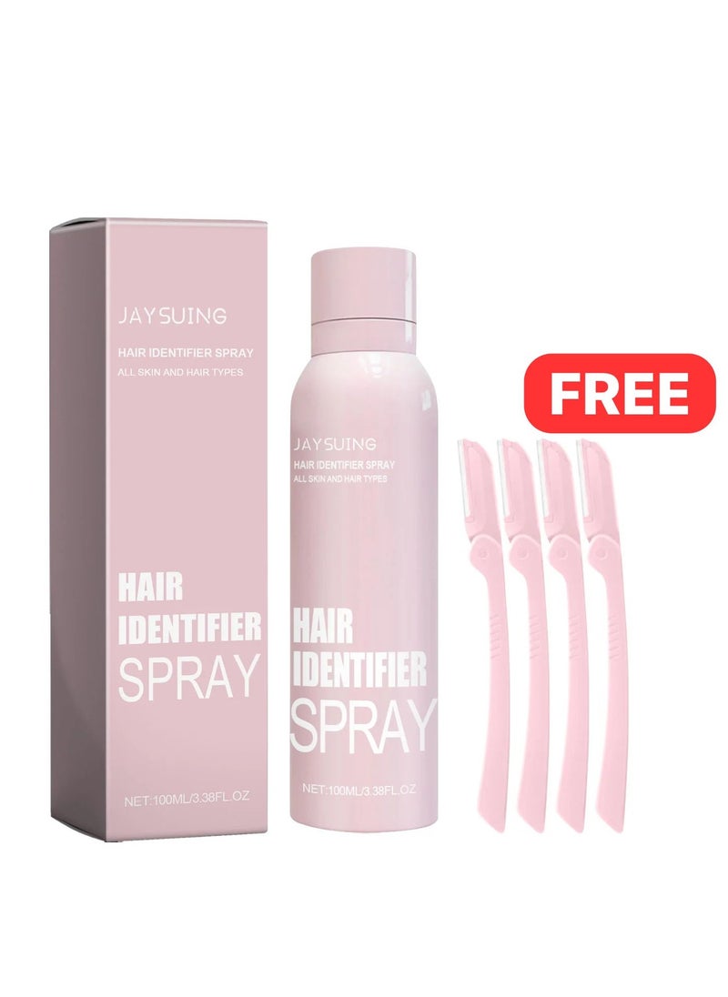 Jaysuing Jaysuing Hair Identifier Spray 100ml for All Skin Types with Free Face Shaving Razors for Women and Men Facial Hair Remover Free Hair Detection Spray  - Image 1