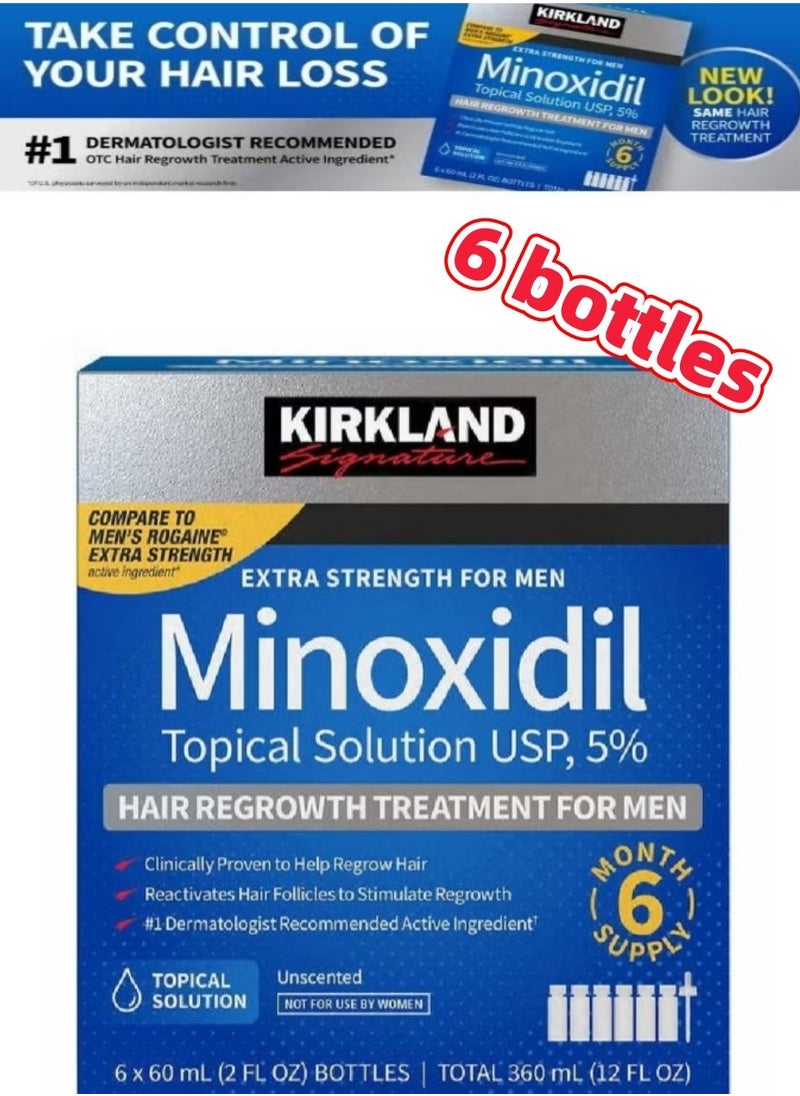 Kirkland Signature - 6-Piece Minoxidil Hair Regrowth Treatment Set - Effective Solution for Thinning Hair - Image 1