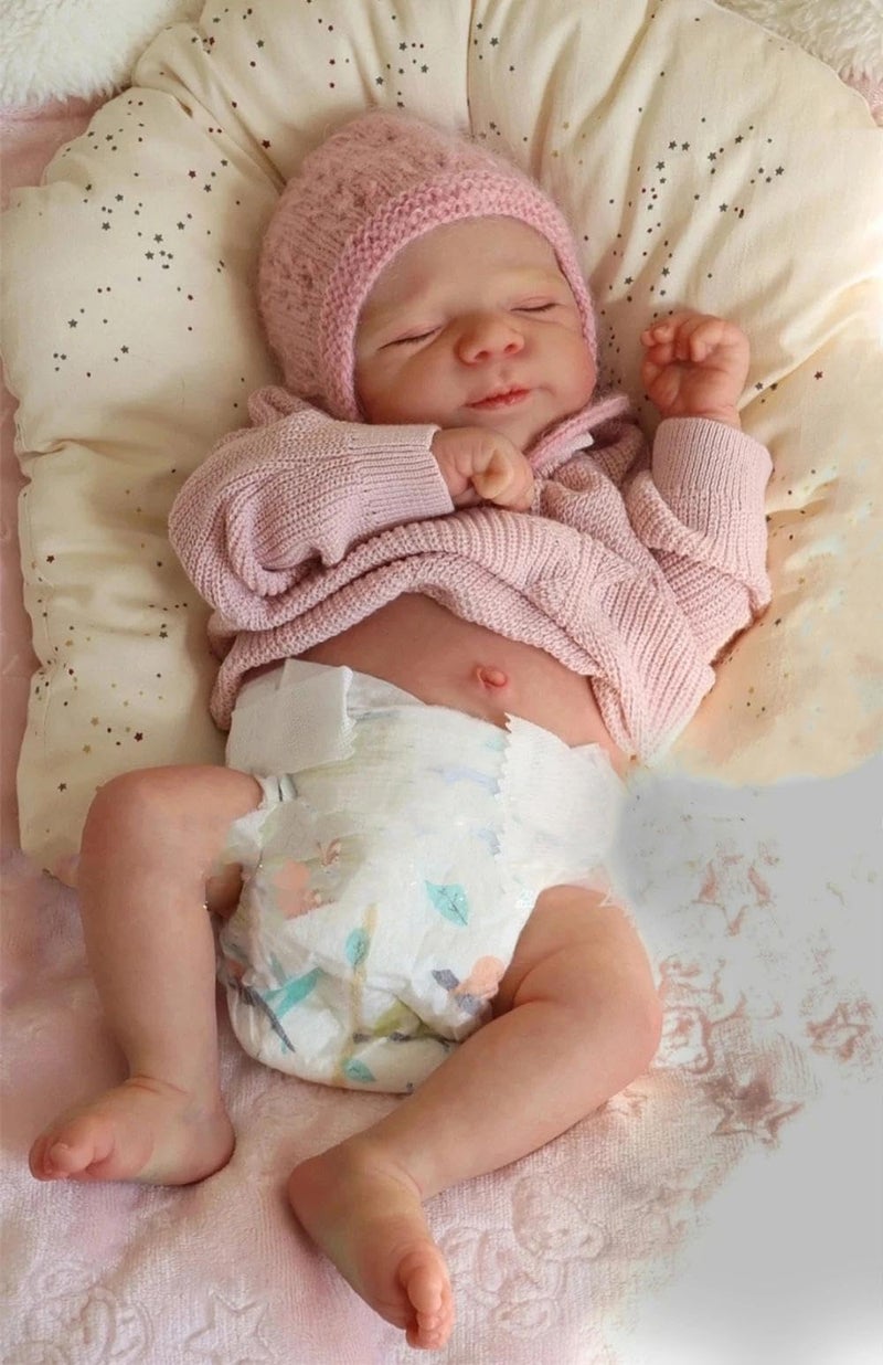 Zero Pam Silicone Baby Dolls Full Body19 Lifelike Reborn Baby Dolls Girl Realistic Babys Doll Anatomically Correct Girl Sleeping Newborn Babies Doll Reborn Babies Real Life Babys for Girls - Image 3