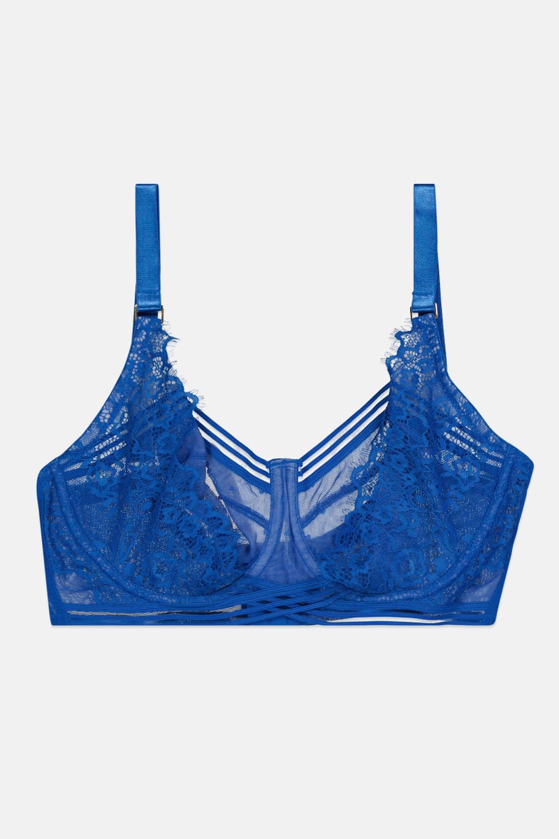 Figleaves سوتيان نسائي مزخرف بدون حشوة، أزرق - Image 1