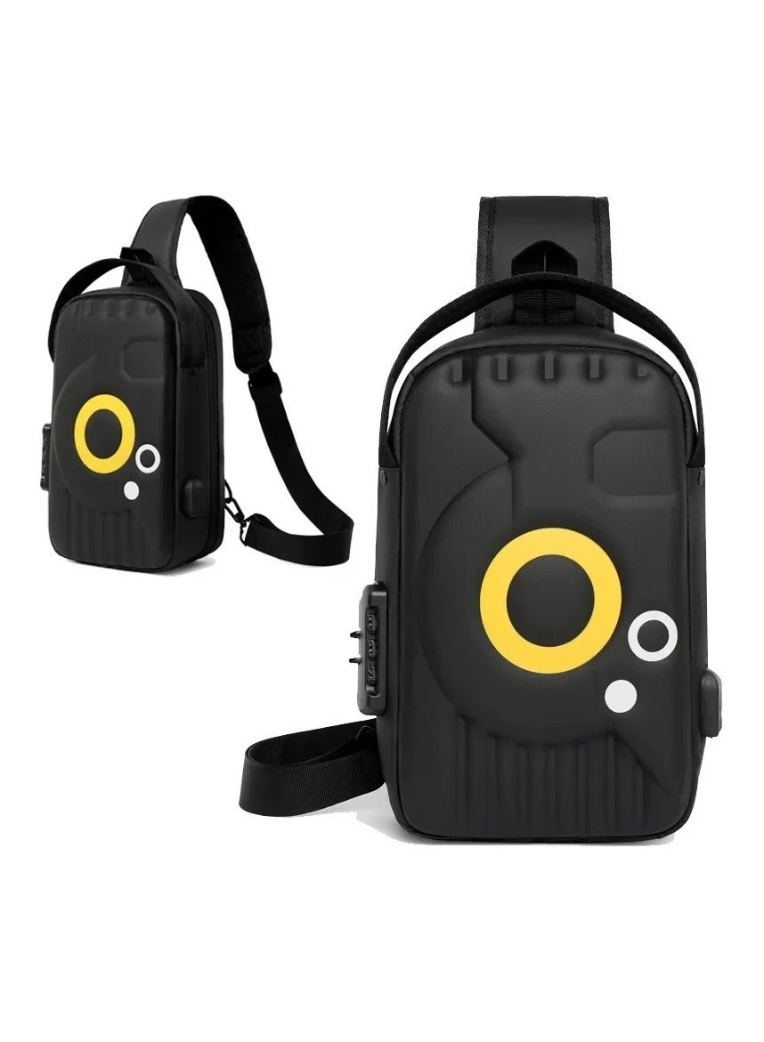 Men's Leather Chest Bag, Fashionable and Trendy Shoulder Bag, Crossbody Bag, Sling Bag, Bike Backpack