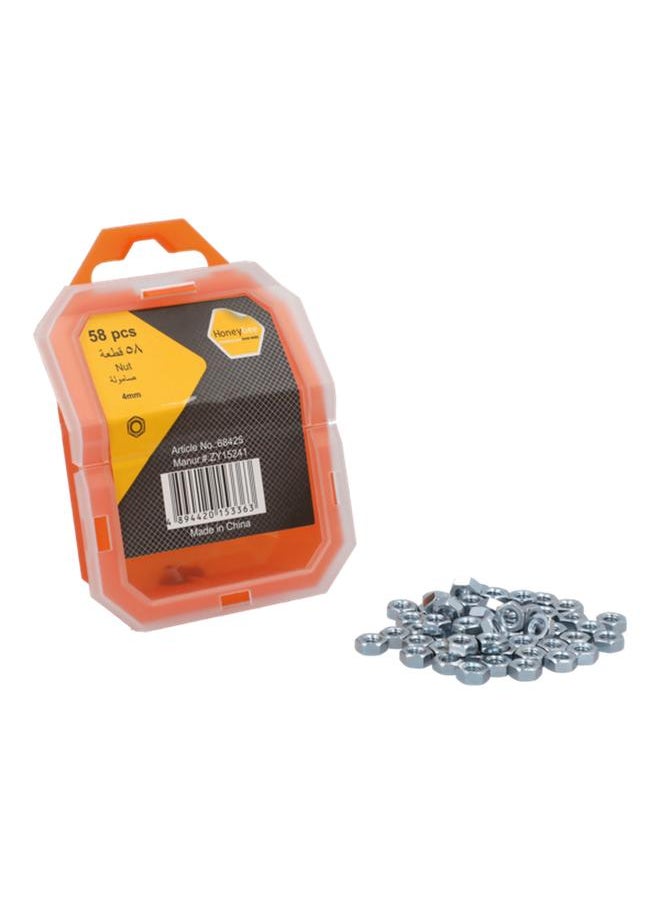 HONEY BEE 58-Piece Rust Resistant Durable Steel Nuts in Storage Box Silver 4mm ZY15241  - Image 2