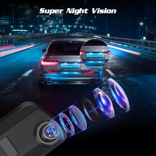 NHOPEEW Rear View Mirror Camera, 4 inch IPS LCD Screen Mirror Dash Cam 1080P Front and Rear Dual Camera with 64G TF Card, Loop Recording, Motion Detection, Parking Assistance + Backup Cam - Image 5