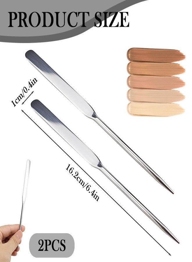 DOERDO DD 2PCS Makeup Spatula, Stainless Steel Foundation Spatula, Makeup Stirring Rod Tool for Nail Art Face Makeup, 6.4Inch - Image 2