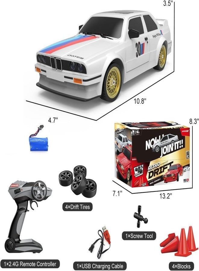 Babelly Remote Controlled Car 1/16 Scale RC Drift Car 2.4GHz 4WD High Speed 30+km/h Classic Vehicle with LED Lights Drifting Tires Racing Vehicle Toys Gifts for Adults Boys, Batteries Multicolor - Image 2