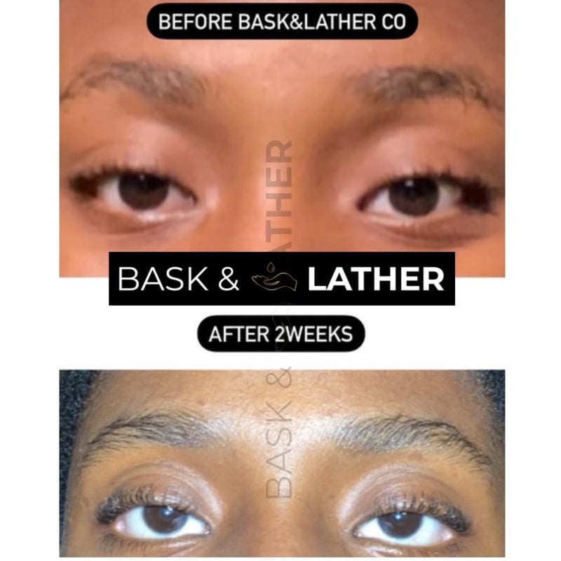 Bask & Lather Lash Serum with Castor Oil & Jojoba Oil For Thicker, Fuller & Longer Looking Eyelashes and Eyebrows, Conditioning and Enhancing Eyelash Growth Serum with Brush Applicator, 3 Month Supply - Image 2