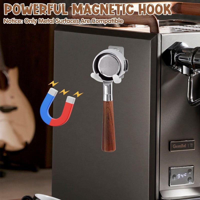 CYUXING Magnetic Portafilter Holder for Breville Machine, Stainless Steel Portafilter Hanger & Tamper Stand, Space-Saving Coffee Bar Organizer with Silicone Protection - Image 4