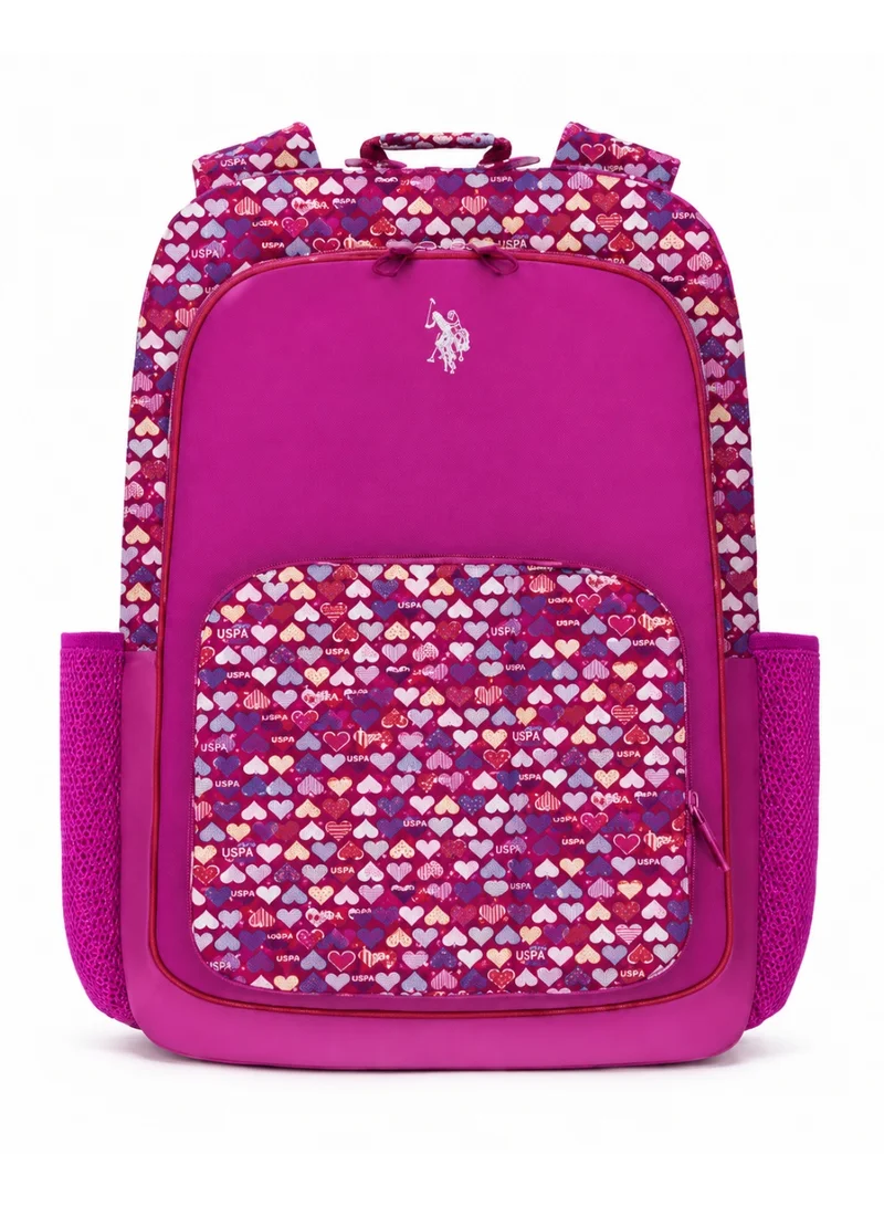 U.S. Polo Assn. U.S. Polo Assn. Classic Hot Pink Heart Confetti Backpack for School and Office MultiCompartment Bag for Campus