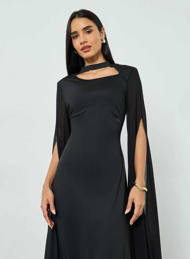 تايك تو فستان طويل بياقة ثقب المفتاح وأكمام بشق