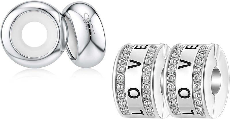 DALARAN Stopper Beads for Bracelets 925 Sterling Silver Clip Spacer Charm Bracelet Stoppers - Image 1