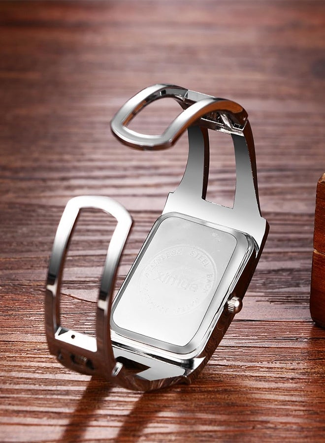 Women's Square Bracelet Watch: Rectangular Dial with Bar Imitation Diamond Markers Luxury Wristwatch Stainless Steel Cuff Bangle Analog Quartz Watches - Image 3