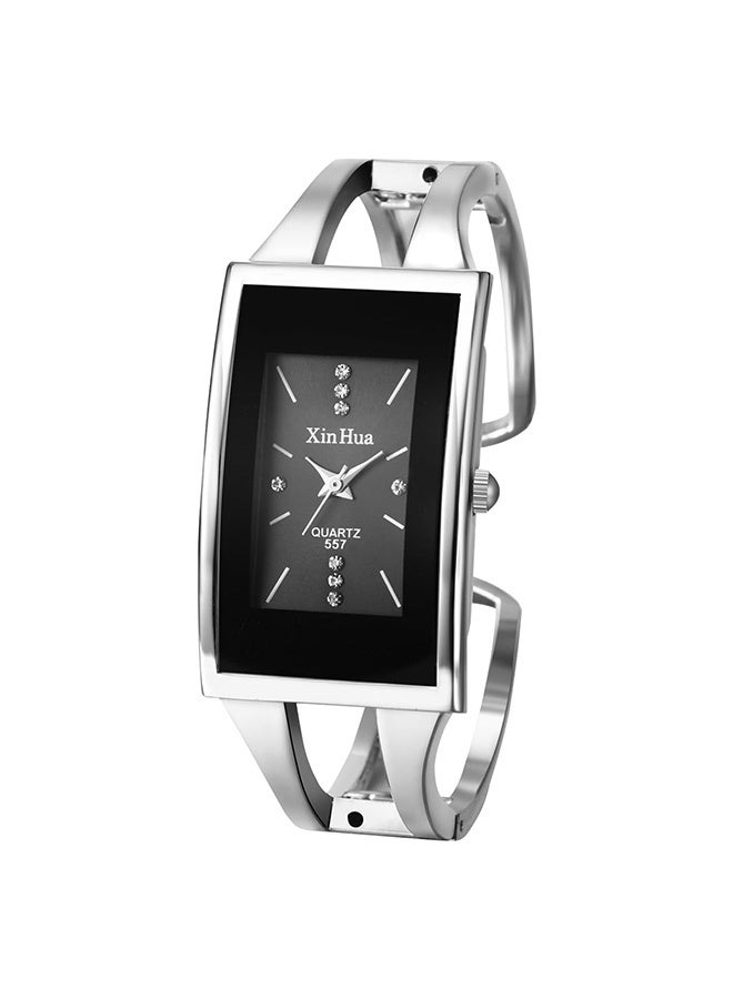 Women's Square Bracelet Watch: Rectangular Dial with Bar Imitation Diamond Markers Luxury Wristwatch Stainless Steel Cuff Bangle Analog Quartz Watches - Image 1