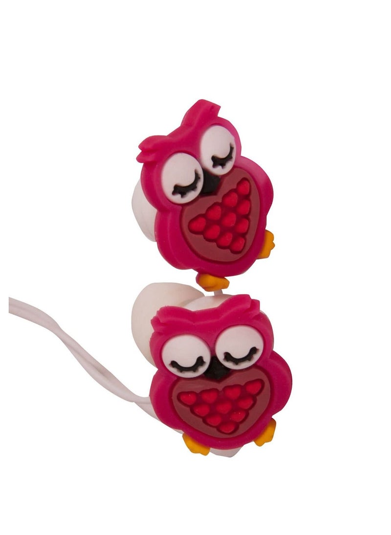 Biggdesign In-Ear Headset Pink Color Owl Patterned Noise Reduction Feature 120cm Cable Length  - Image 2
