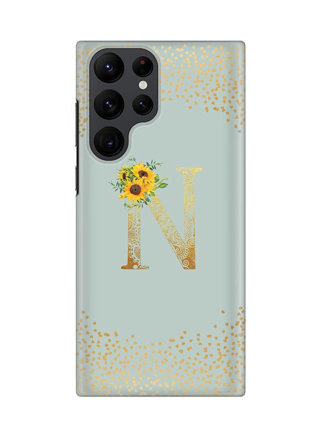 Stylizedd Monogram Slim Cover for Samsung Galaxy S22 Ultra 5G Case Custom Initials Letter Floral Pattern Snap Series Mobile Cover Matte Alphabet  - N (Light Green) - Image 1