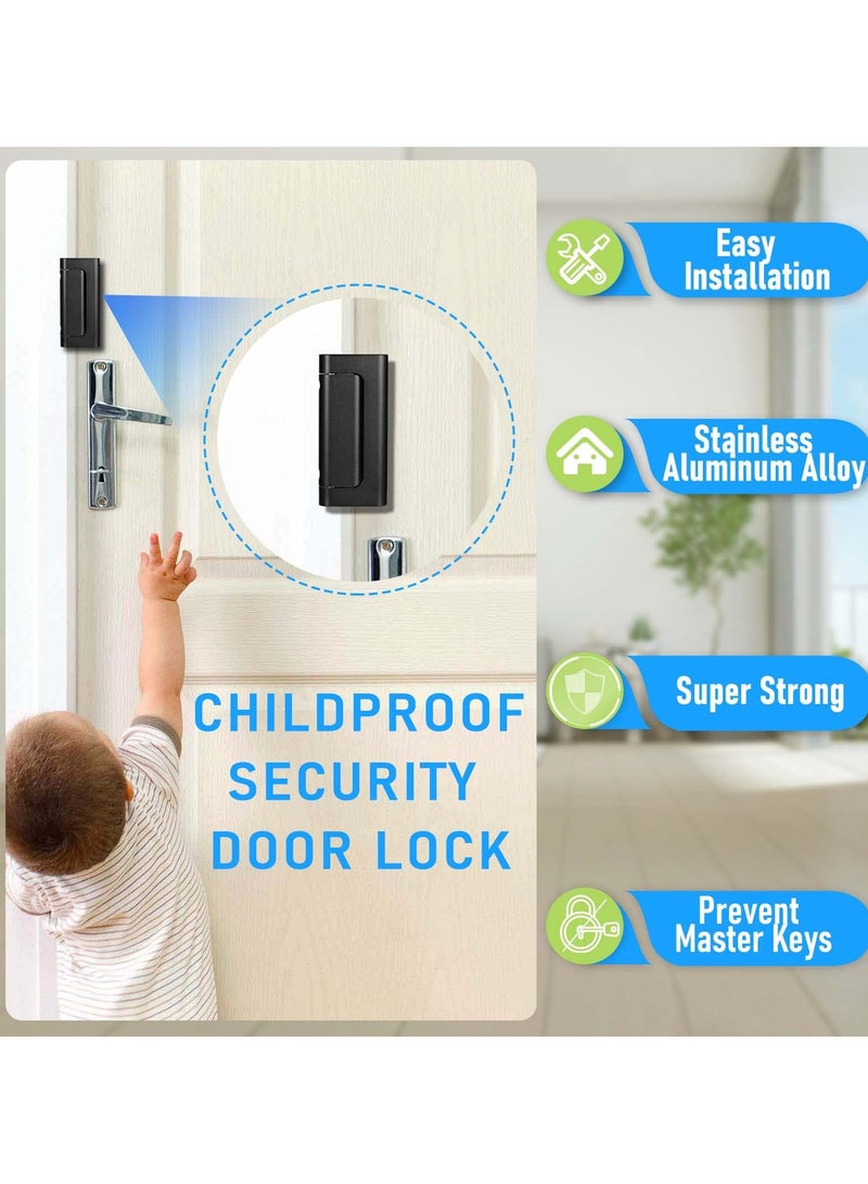 SYOSI Lock Home Security Door Reinforcement, 3Pack Childproof Safety Door Lock Latch Inside Stopper, Add High Security to Prevent Home Unauthorized Entry, Aluminum Construction Finish Black  - Image 3