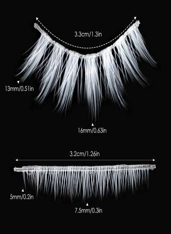 HaiFafafaing 4 Pairs Halloween White Eyelashes White Lashes Cosplay 3d Anime False Eyelashes Natural Makeup Looking For Halloween Masquerade Party Eyelash Extension Tools - Image 2