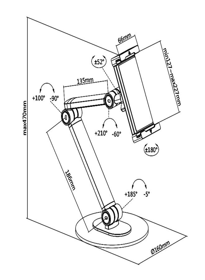 Skill Tech SH PAD30 02 Universal Anti-Theft Tablet Stand for 12.9" Tablets, VESA 100x100mm – Black - Image 2