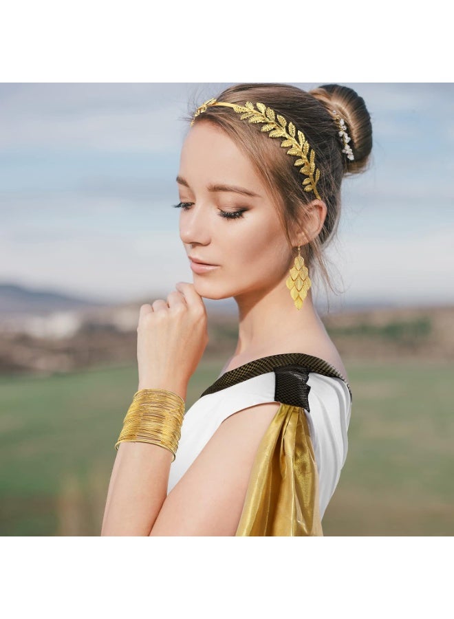 جوليا ستور أساور سميكة من الفولاذ المقاوم للصدأ مطلية بالذهب عيار 18 قيراطًا للنساء بتصميم بوهو عتيق، سلك عريض قابل للتعديل، أساور بانجل مصرية كليوباترا جلام غير منتظمة، سوار ذهبي سميك - Image 3