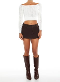 FOREVER 21 Pointelle Sweater-Knit Crop Top  - Image 4