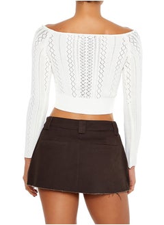 FOREVER 21 Pointelle Sweater-Knit Crop Top  - Image 3