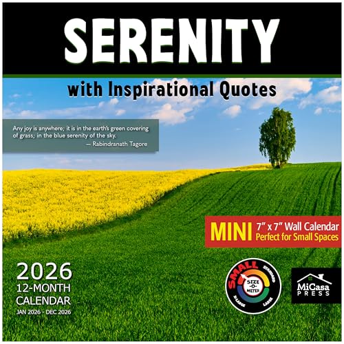 MICASA PRESS Serenity with Inspirational Quotes 2026 Mini Wall Calendar 12 Month | 7" x 14" Open | Thick & Sturdy Paper | Giftable | Zen Nature Calendar 2026 - Image 1