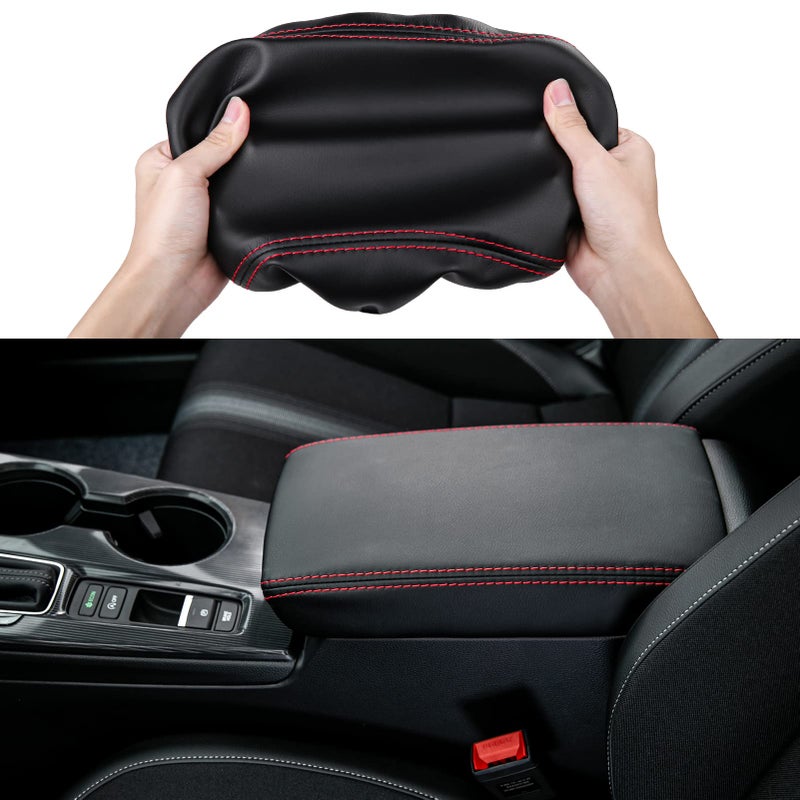 CKE Compatible with Honda Civic 2026 2025 2024 2023 2022 with CVT Car Center Console Armrest Cover Armrest Storage Box Lids Seat Cover Protector Black Red line