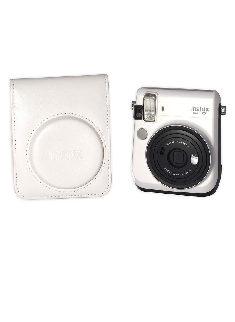 CAIUL Fujifilm Instax Mini 70 PU Leather Case Original INSTAX Camera Case for (Mini 70) White  - Image 2